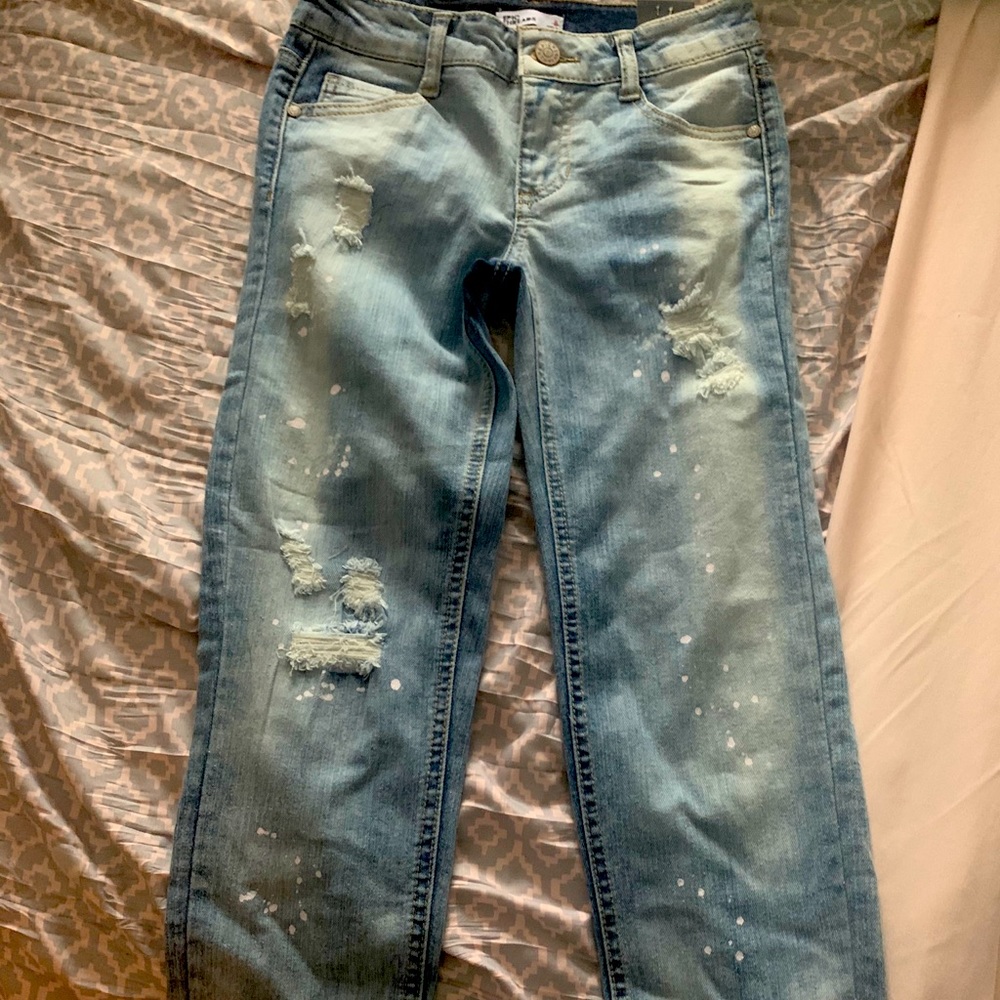 Distressed girlfriend jeans- girls size 8 NWT